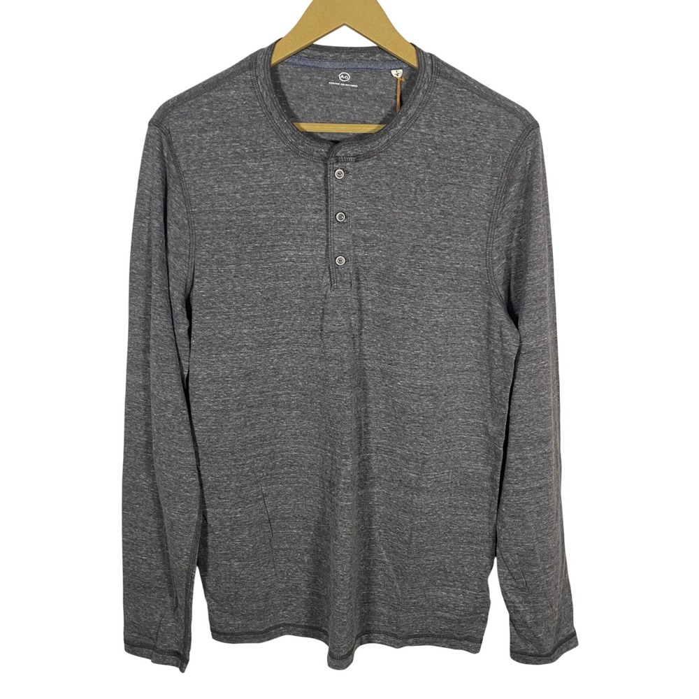 NWT AG Adriano Goldschmied Mens Long Sleeve Henley Shirt Gray Heather Size Small
